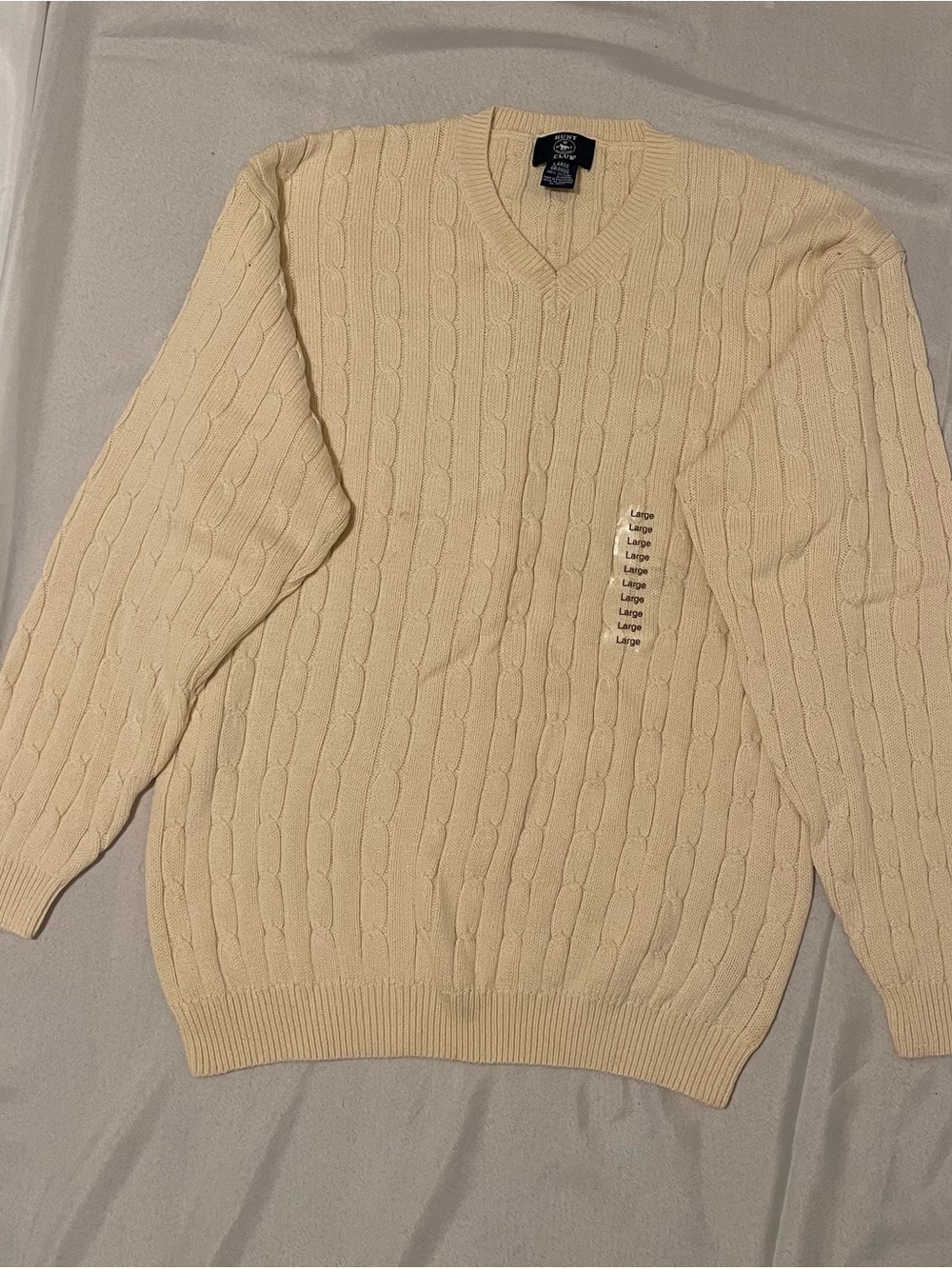 Hunt Club Cable-Knit V-Neck Sweater - Cream
